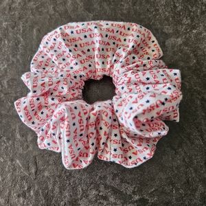 White USA scrunchie